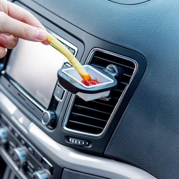2 stycken Svarta Såshållare Dippset Mini Ketchup Dippkoppar