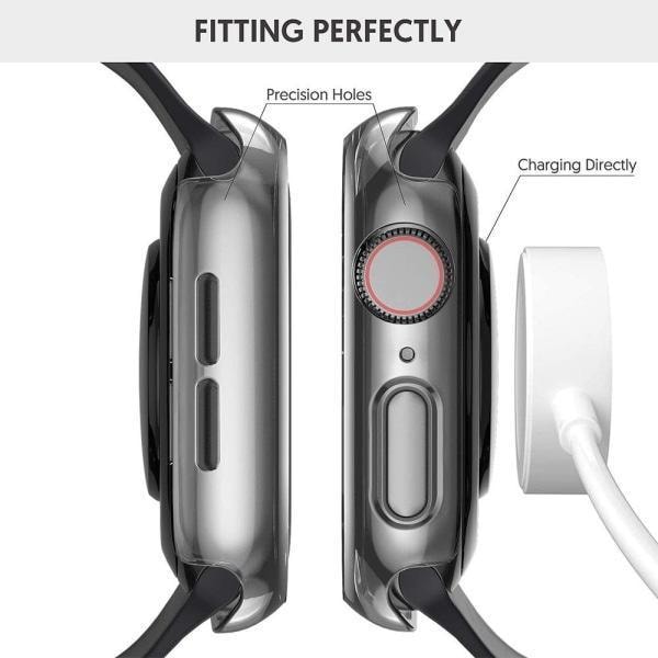 2-pack Heltäckande Skal till Apple Watch 4/5/6/SE Skärmskydd 44mm Transparent