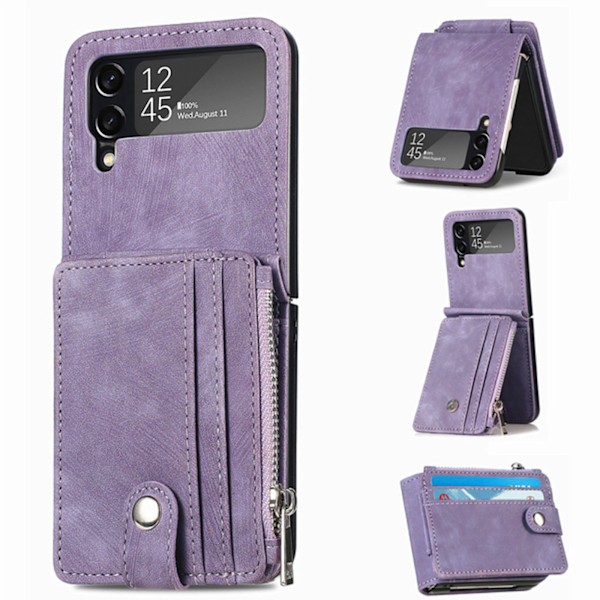 Samsung Galaxy Z Flip 4 - Stilrent Skal med Korthållare Brun