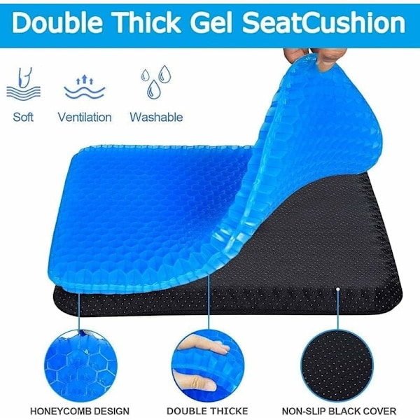 Gel Sittdyna, Ergonomisk Design Hög Elasticitet Gel Halkfri Andningsbar Kylande Effekt Honungskaksstruktur Sittdyna, för Hemmakontorsstol