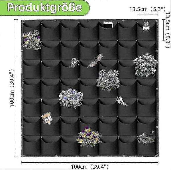 Vertikal Hängande Trädgård, 6 Fickor Växtkrukor, Innovativ Layout, Vattentät, Väggmontering