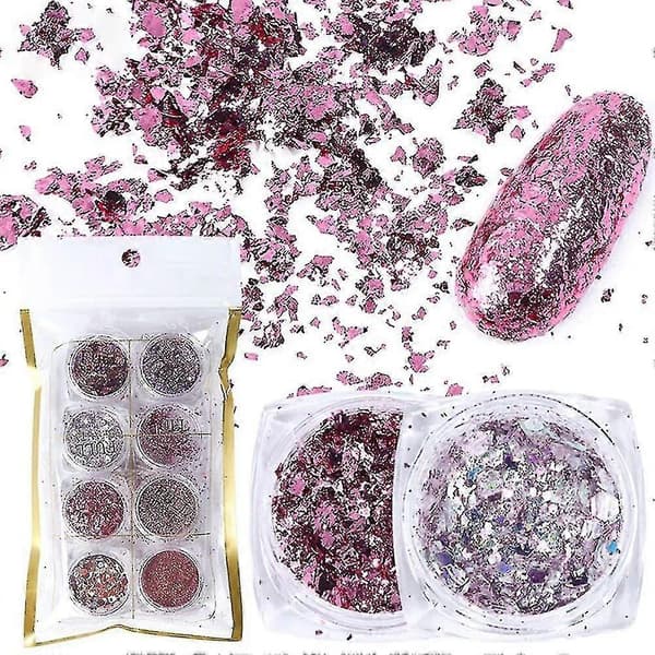 Neglekunst Paljetter Glitter - Festlig Rose Gull Rosa Neglflak