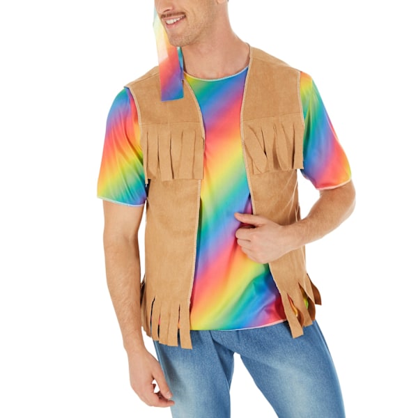 tectake Maskeraddräkt Herr Cool Hippie MultiColor L