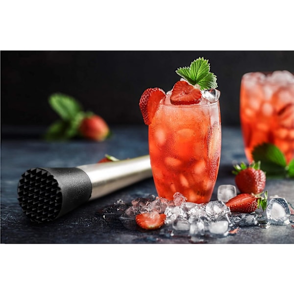 Cocktail Muddler i rostfritt stål, repfritt nylonhuvud, för mynta, bär, nötter, texturerad ände för juicepressning, lägg till roligt och nytt tema för sammankomster, hög kvalitet