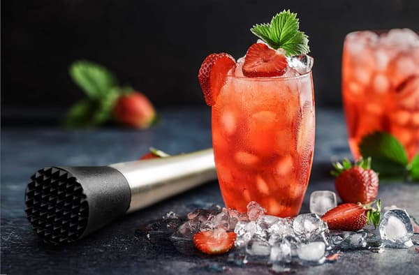 Cocktailmuddler i rustfrit stål, ridsefri nylonhoved, til myntebær nødder, tekstureret ende til juicing, tilføj sjov og nyt tema til sammenkomster, høj