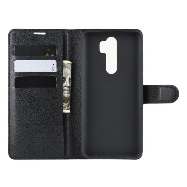 Xiaomi Redmi Note 8 Pro - Litchi Plånboksfodral - Svart Black Svart