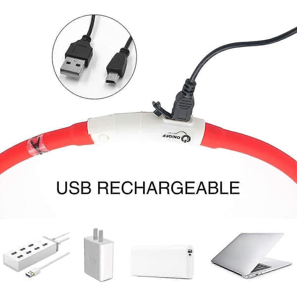 Genopladelig USB Genopladelig Hundehalsbånd til S, Medium og , 70 cm, Justerbar længde, 3 Modes Rød