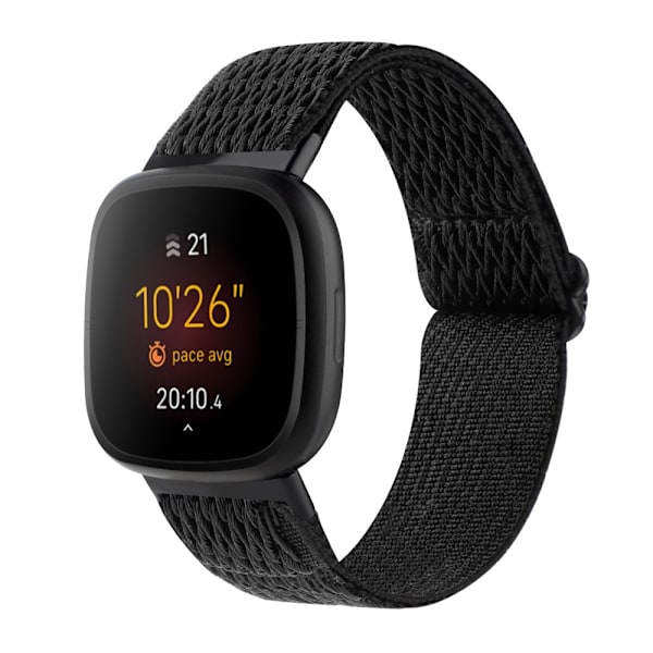 Vävd Nylonarmband Fitbit Versa 4/Sense 2 Svart
