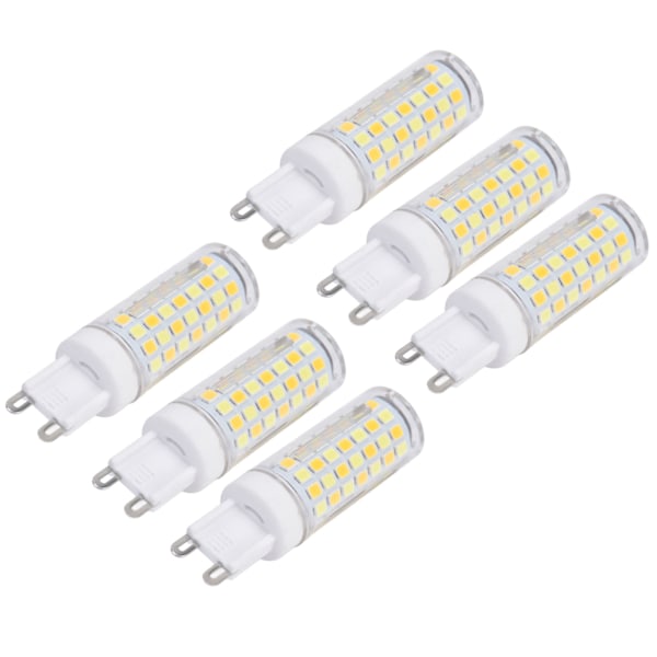 6 st 90LED G9 Ljuskälla 9W 220V Dimbar Mjuk Varmvit LED-lampa för Krona Tak Väggbelysning