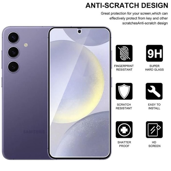 Lot-2 härdat glas för Samsung Galaxy S24 Plus (Galaxy S24+) Skärmskydd 9H Transparent Ultra Slim 0,18mm