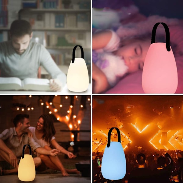Färgskiftande LED-lykta, Elegant och enkel design, Uppladdningsbar, Portabel utomhusbelysning för uteplats, matbord, camping, Varmvitt och RGB