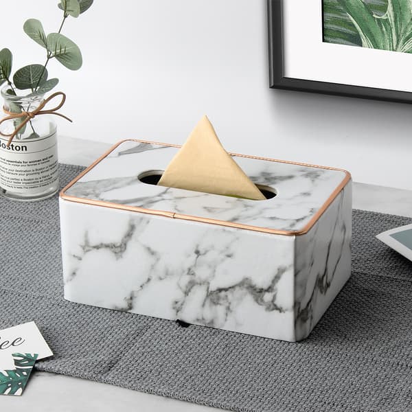 (Grått marmormönster) Rektangulär Tissue Box Hållare Tissue Box Cov
