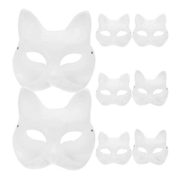 8 stk. tomme masker DIY håndmalte masker dyremasker DIY-maske til fest