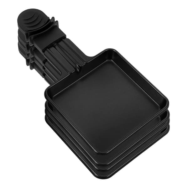 4 stk. firkantede mini-raclette-grillpander i rustfrit stål til smeltning af ost