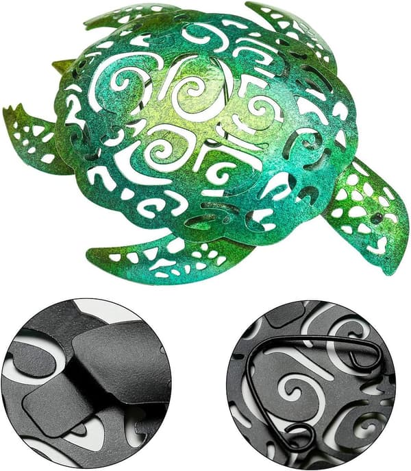 3-pack Havssköldpadda Strandtema Metall Väggdekor för Inomhus Utomhus