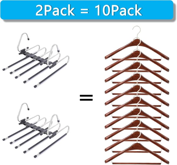 Innovativ Garderobshantering, Halkfria Byxhängare i Rostfritt Stål för Optimal Utrymmesbesparing (2-pack)