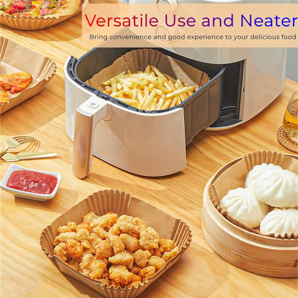 50st 16x4,5 cm Kvadrat Air Fryer Bakplåtspapper Ark Formar Engångspapper Brun one size