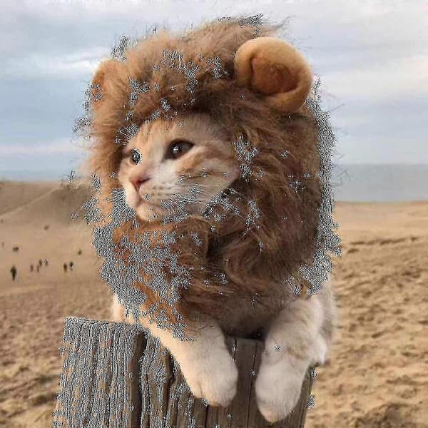 Roliga kläder för katter Lejonman kattdräkt Lejonperukmössa för juldjur Halloweenkostymer