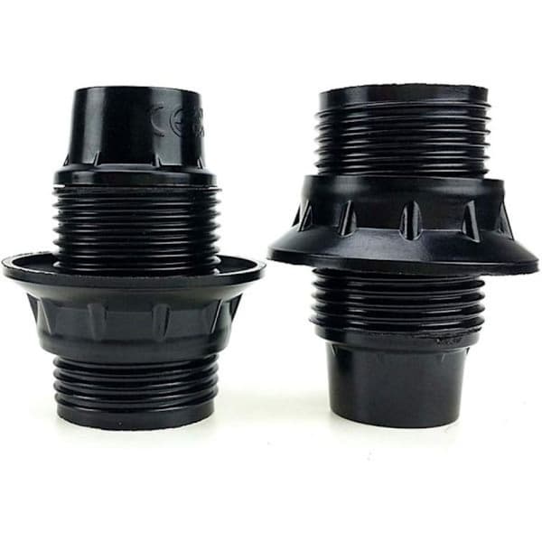 Sort E14 skrue, E14 lampeholder, 4 stk E14 fatninger, E14 fatning pære, solid pærefatning, sort adapterfatning, lampefatning dekoration