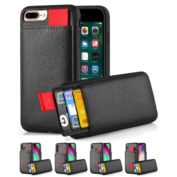 iPhone/Samsung/Huawei - Mobilskal - Dolt Kortfack / Korthållare Black iPhone 7/8/SE (2020 & 2022)