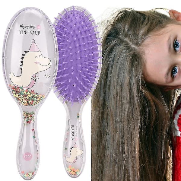 Hårbørste - Tegneseriedesign Antistatisk Hårstyling Glat og Krøllet Massagebørste (Grå)