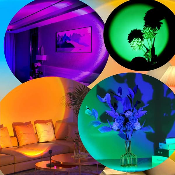 Solnedgangslampe, LED solnedgangslys, 16 farver solnedgangslampeprojektor, sollys lampe regnbue natlys projektor til rumfotograferingsfest