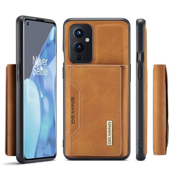 (For OnePlus 9 Pro) DG.MING M2-serien avtakbart skinnveske i khaki rød