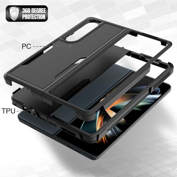 Galaxy Z Fold 4, 5G, sammenleggbart etui, heldekkende deksel, svart