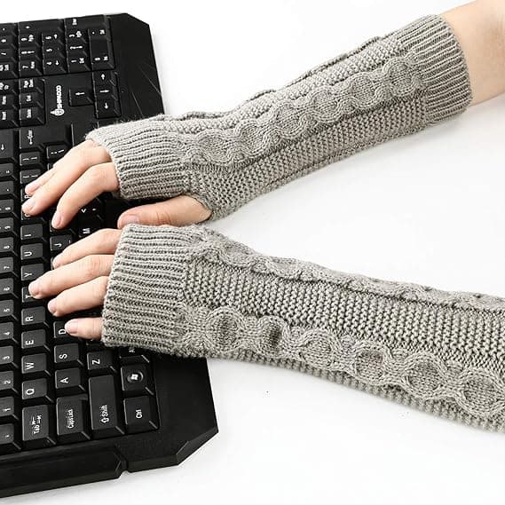 Par Termiska Handskar Dam Stickade Armar Fingerlösa Varma Vinterhandskar