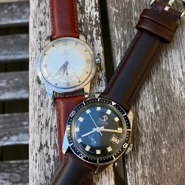 Klassiskt klockarmband av brunt läder Brown 16mm