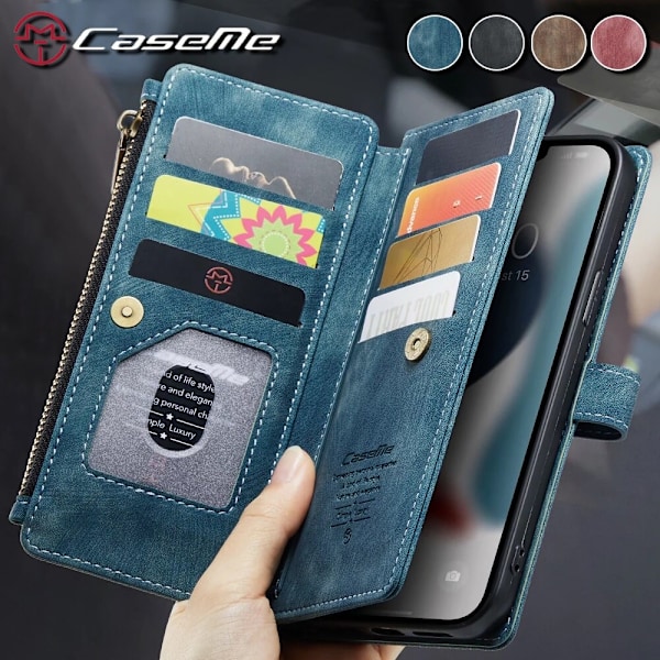 caseme c30 med 10 korthållare  för iphone 14 pro brun brun