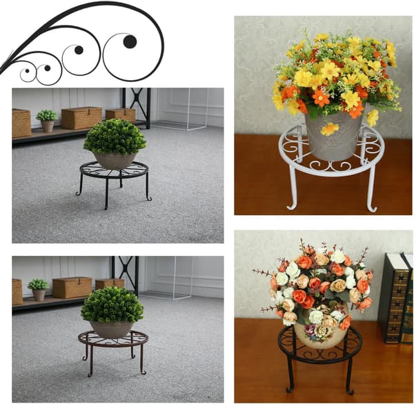 3 st Växtställ för Blomkrukor Runda Metallblomkrukor Växt