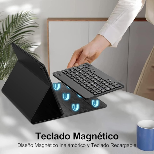 Tangentbord för iPad 9:e generationen 2021/iPad 8:e 2020/iPad 7:e 2019 10,2 tum - Trådlöst Bluetooth AZERTY-tangentbord, mjukt bakskal