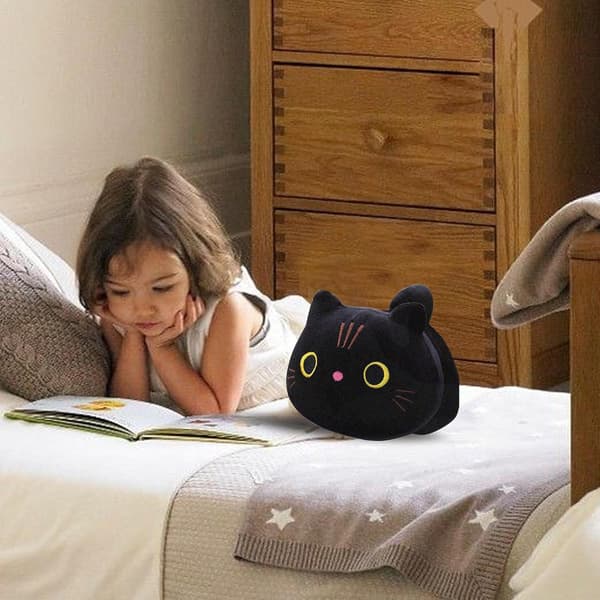 Mjuk Plush-Kattdocka Svart 35 CM Liten Kudde Fylld