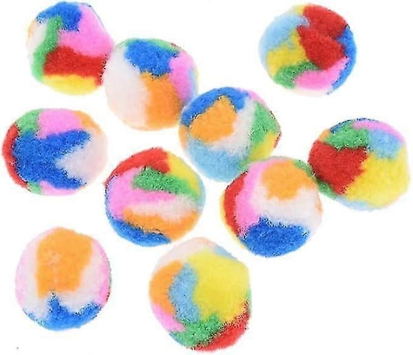 10 stk. Små Assorterede Farver Kitty Garn Puffer Kattelegetøj Katte Jagt Bolde 3,5 cm Diameter Tilfældig Farve Regnbue Multifarvet 3,5 cm