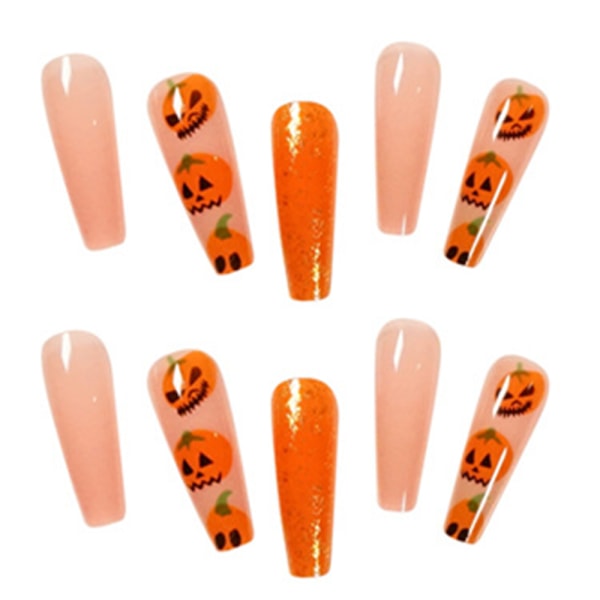 Halloween Press on Nails Long med Ghost Face Design cover