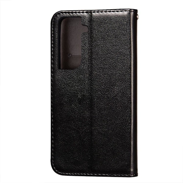 Samsung Galaxy S21 Plus - Solid Läder Fodral - Svart Black Svart