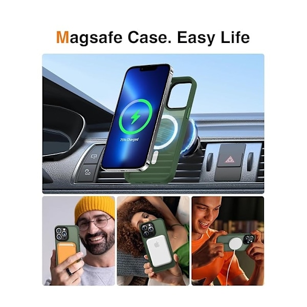 iPhone 16 Pro Stötdämpande Skal MagSafe-Kompatibelt V2 - Mörkgrön