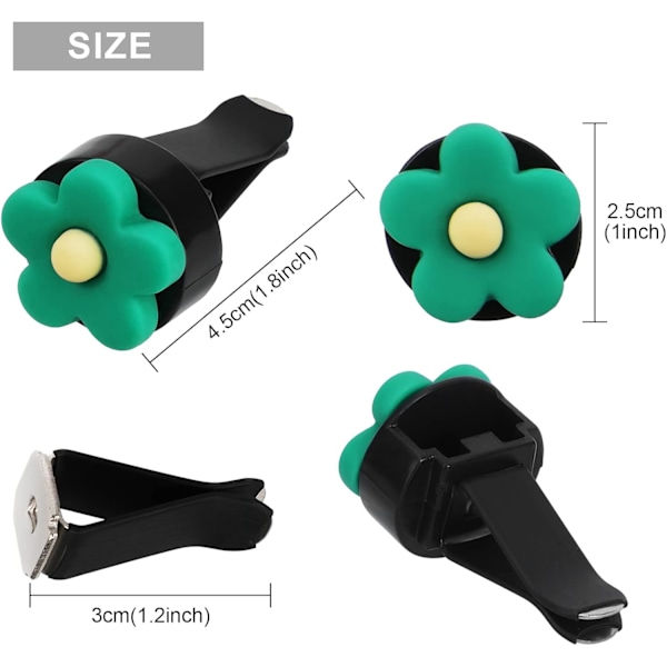 Bilinteriördekor, Tusensköna Ventilationsklämmor med Återanvändningsbar Pad, Enkel Installation (Ungefär 2,5 cm)