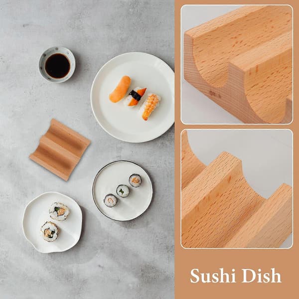 Håndrullet Sushi Holder Træ U-formet Sushi Stativ Sushi Rack Sushi Serveringsstativ (2-gitter)