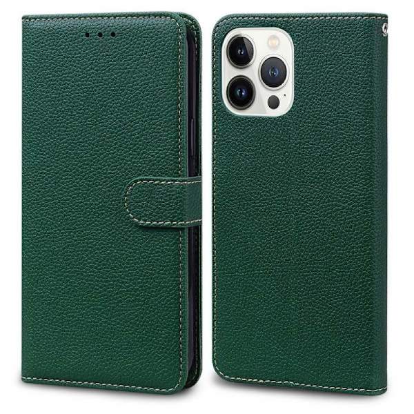 (För iPhone 11) PU-läder plånboksfodral med kortfack, magnetisk kungsblå grå