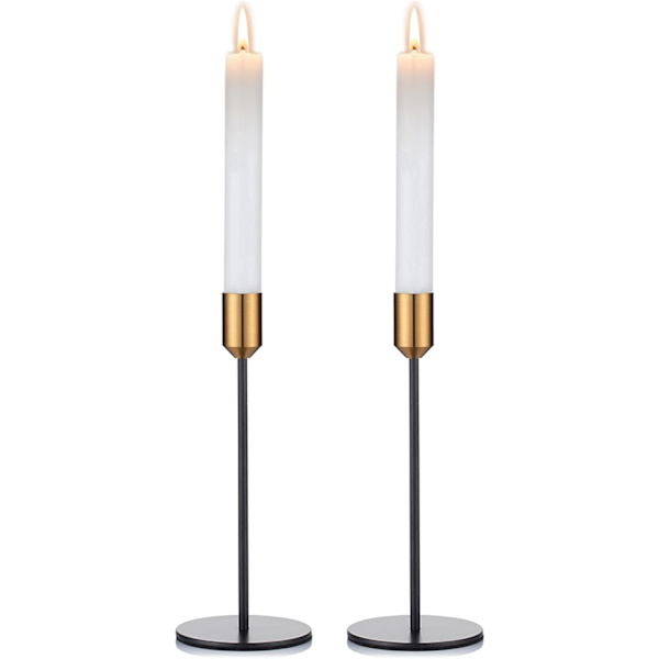 Stående Lysestake - Tynn Svart & Gull Lysestaker, Elegant