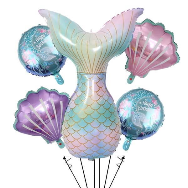 5 Folie Ballonger Sett Havfrue Havtema Bursdagsfest Dekor