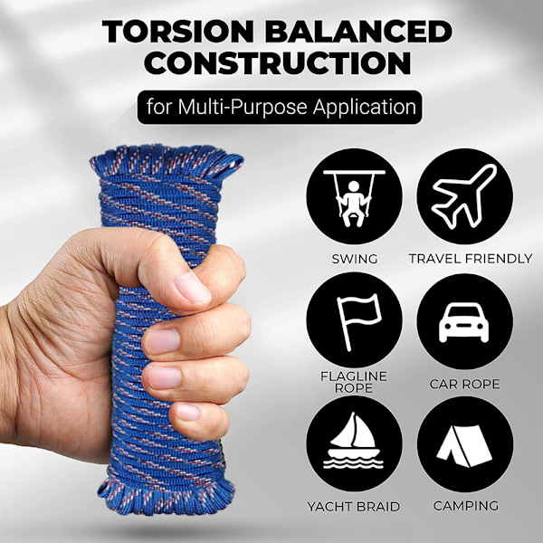 Lättviktsflätad rep för allround användning, fallskärmsrep för tält, campingparacord, 4mm*30m