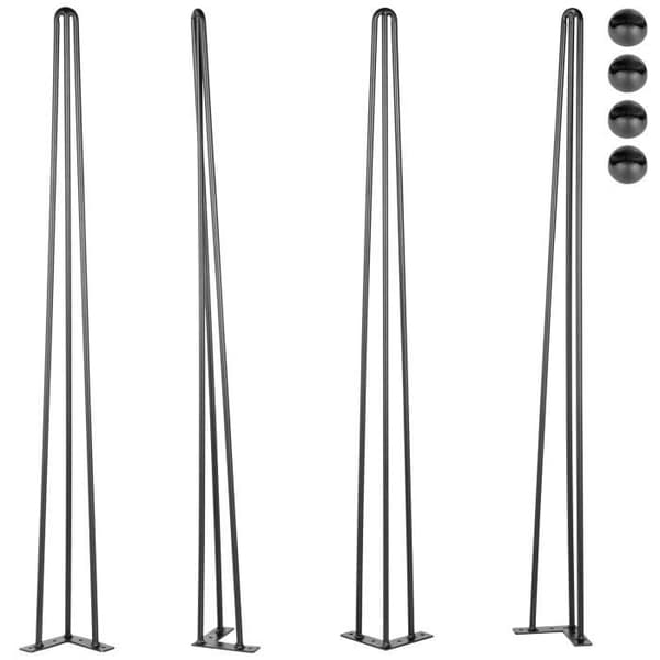 Bordben, 4 stk, 28\" / 71,1 cm, med 3 stenger, Svart