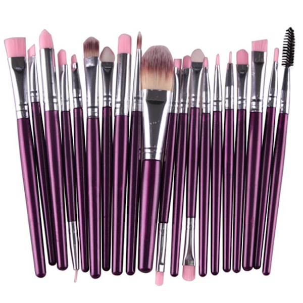 KABUKI Sminkborstset med 20 borstar - ORIGINAL - Lila/Rosé