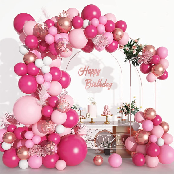 Rosa set Fylld rosa ballongbåge olika