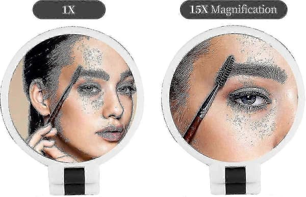 1x 15x Forstørrelses Spejl til Hånden, Dobbeltsidet Sokkel Forstørrelse