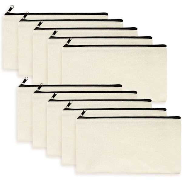 10 stk DIY Blanke Lerret Stoff Oppbevaringspose Ecru Tilpassbar
