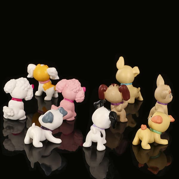 Hundleksaksset, 9 st realistiska detaljerade valpfigurer